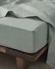 Sage green, French flax linen fitted sheet and top sheet, by Weave Home nz