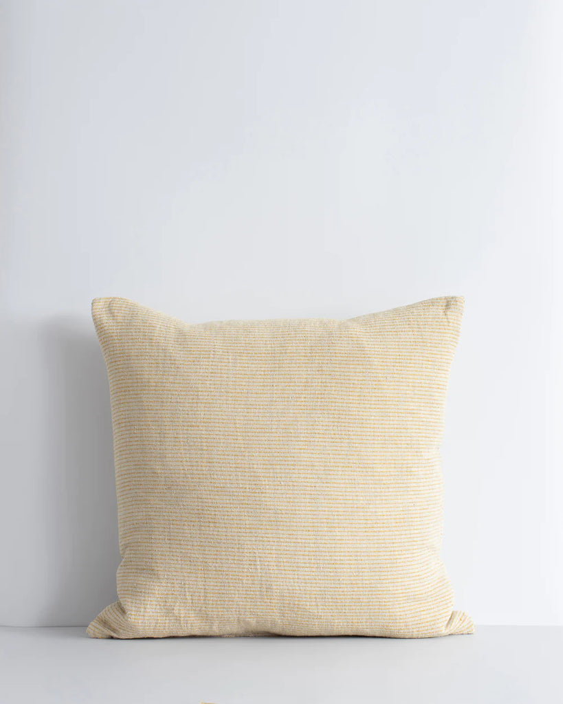 Baya pinstriped cushion 'Sandridge' in warm ochre neutral colour