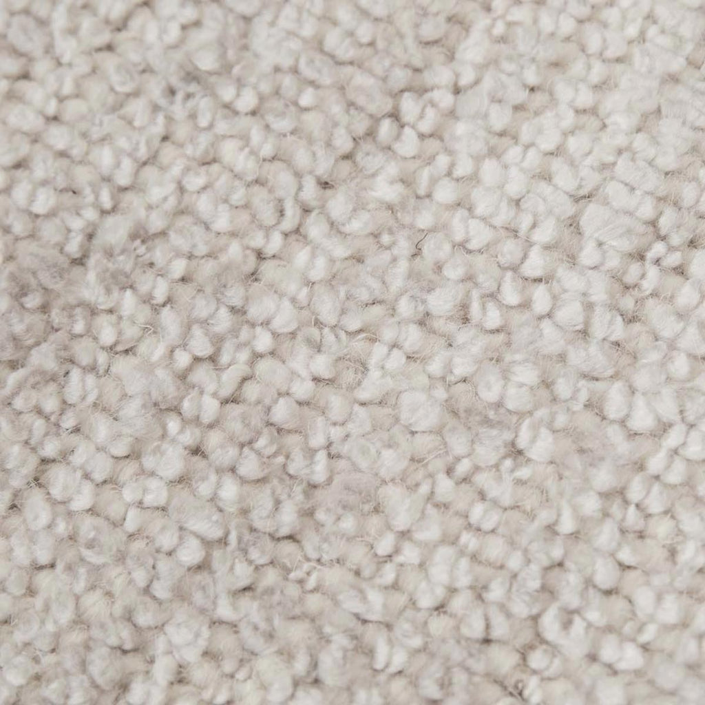 Close up of a creamy silver floor rug made with a wool blend, by Soren Liv NZ and Globe West.