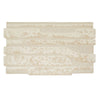 Full, top down view showing a cream, light natural beige floor rug with geometric designs rendered in alternating pile heights, by Globe West and Soren Liv NZ.