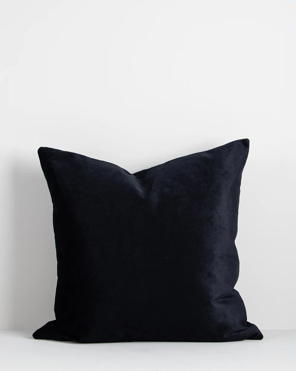 Baya velvet cushion in deep black blue colour