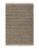 Weave Home Anton wool rug in Ash on a plain background, shown flat with fringed ends