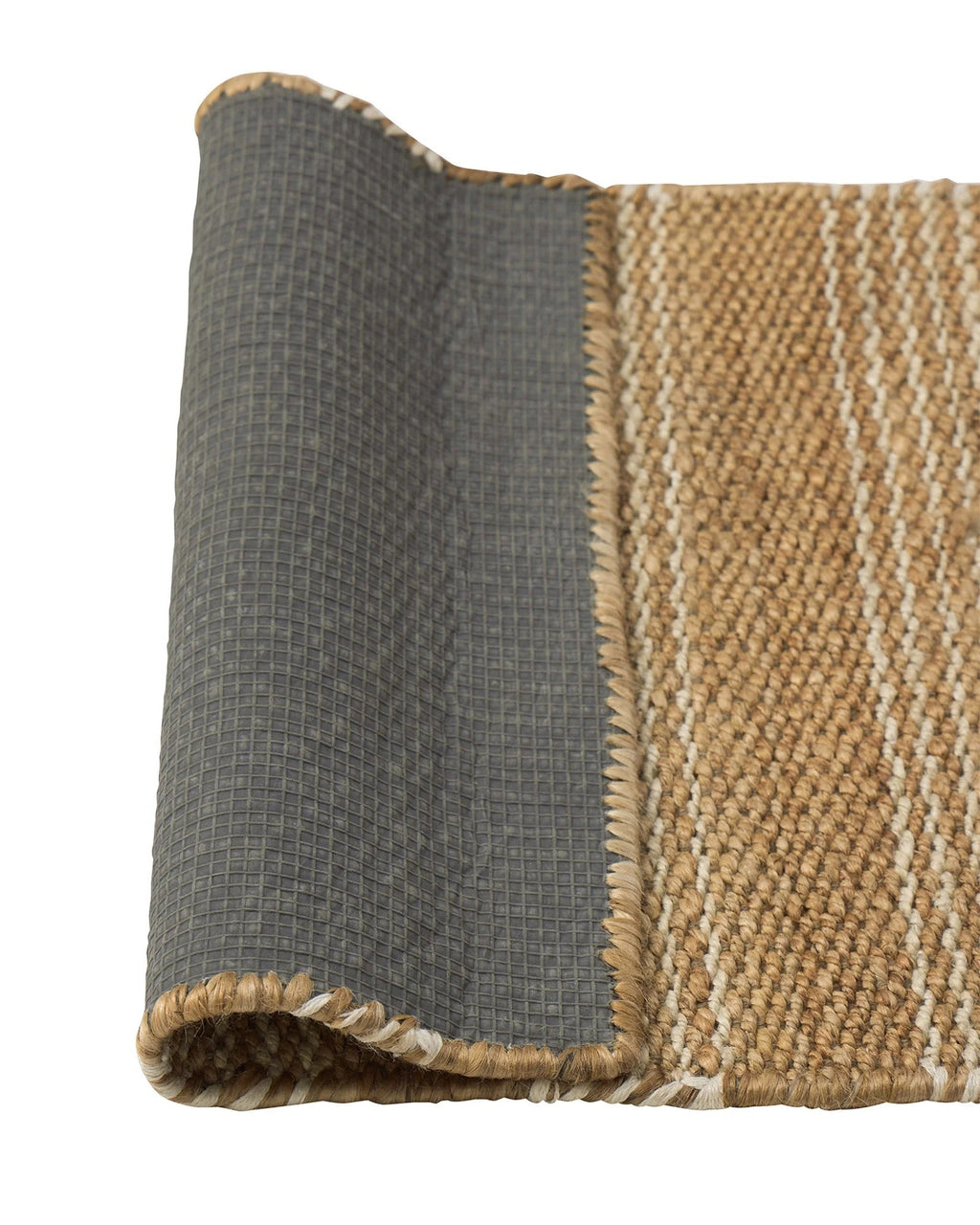 Weave Home Arden Jute Doormat in Natural, folded corner showing non-slip backing