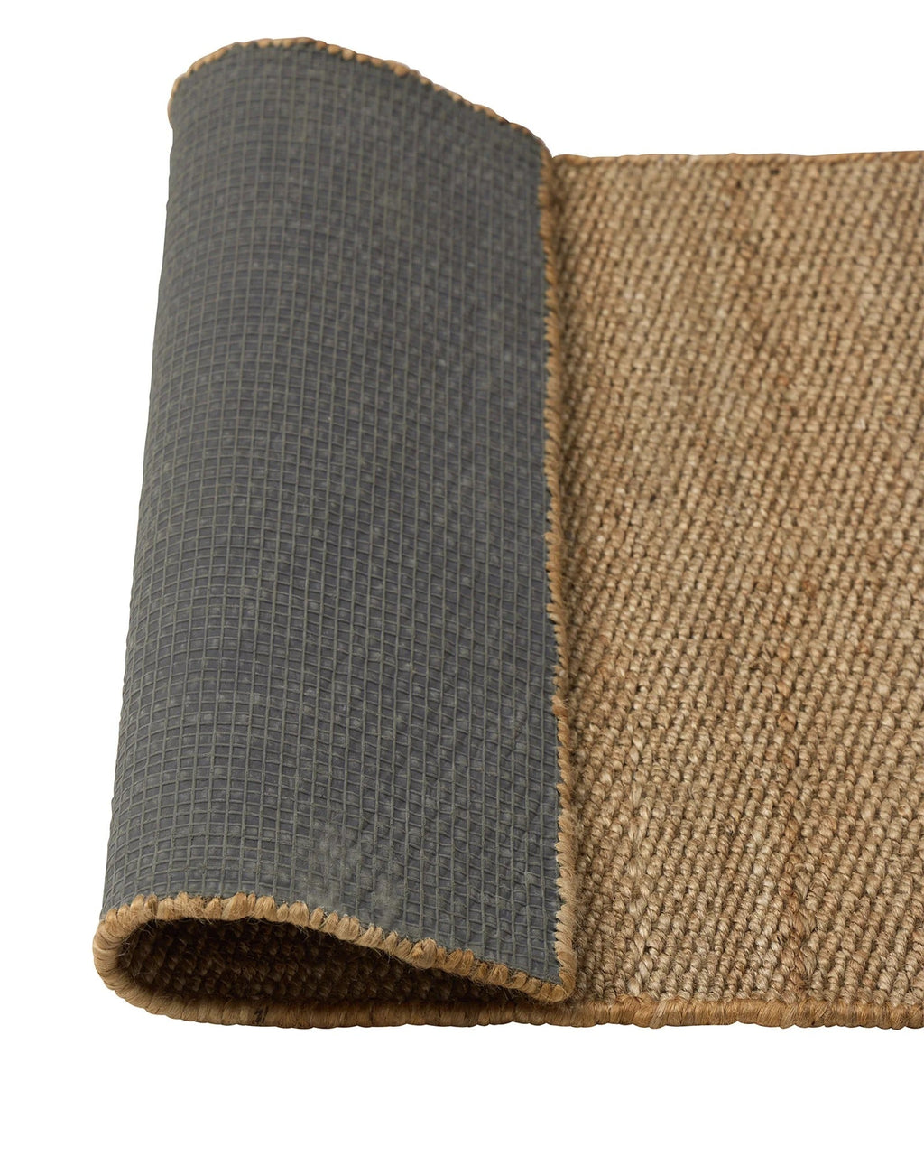 Weave Home Ivano jute doormat in Wheat, folded to show the non-slip rubber backing.