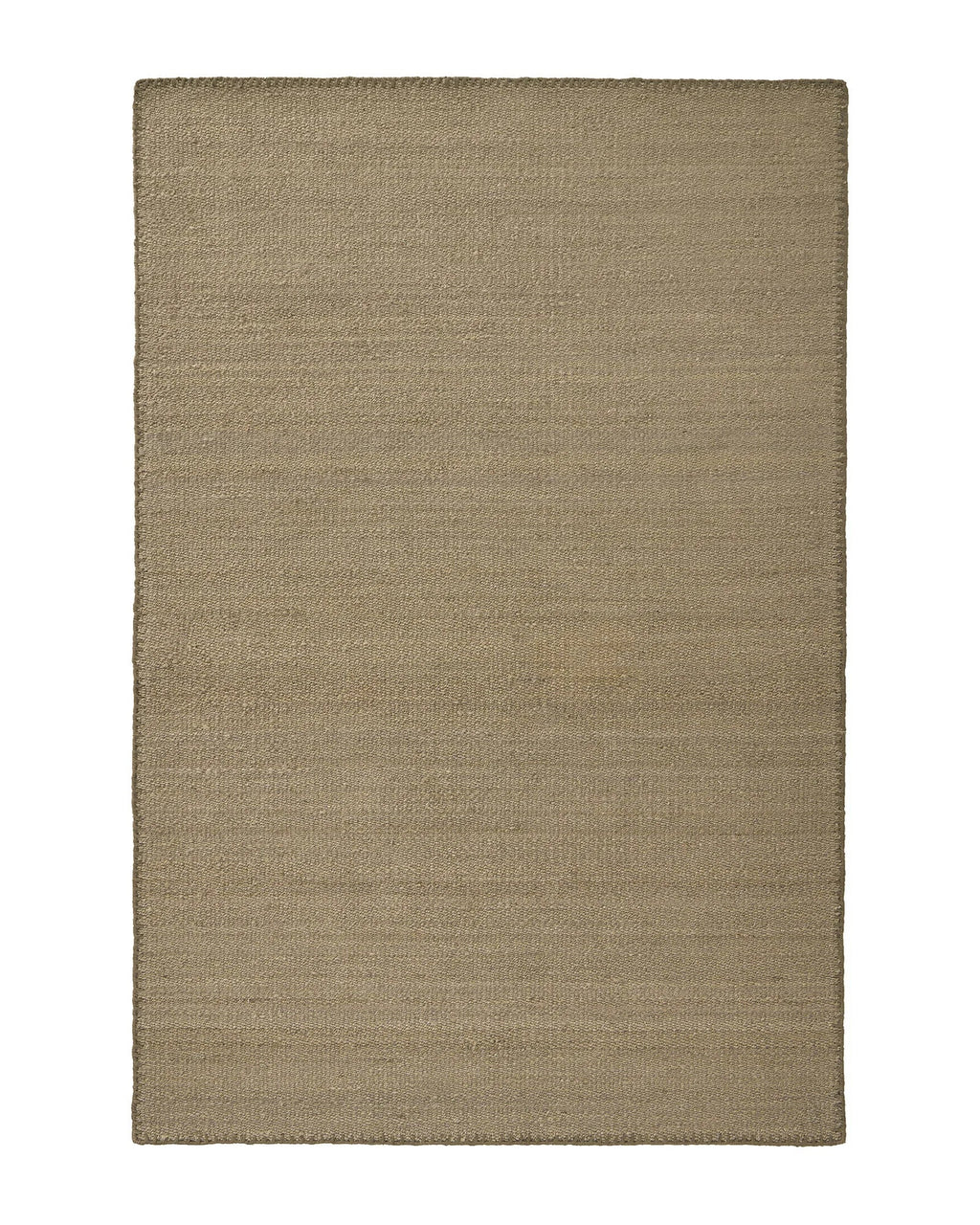 Weave Home Monroe jute rug in Flint on a plain background, shown flat with a blanket stitch border