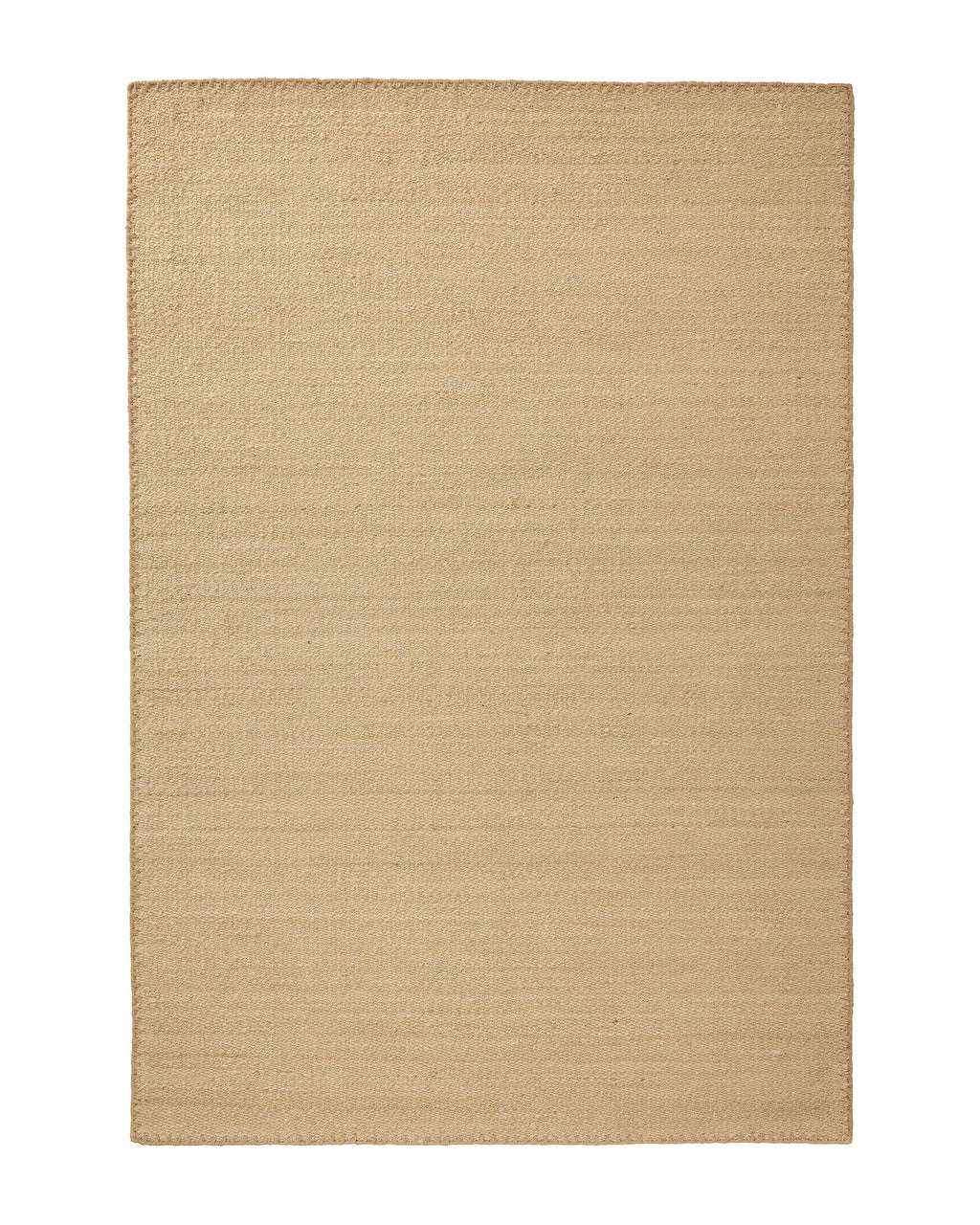 Weave Home Monroe jute rug in Oat on a plain background, shown flat with a blanket stitch border