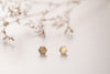 Front on view of the hexagonal Nepal stud earrings from Zoaje. 
