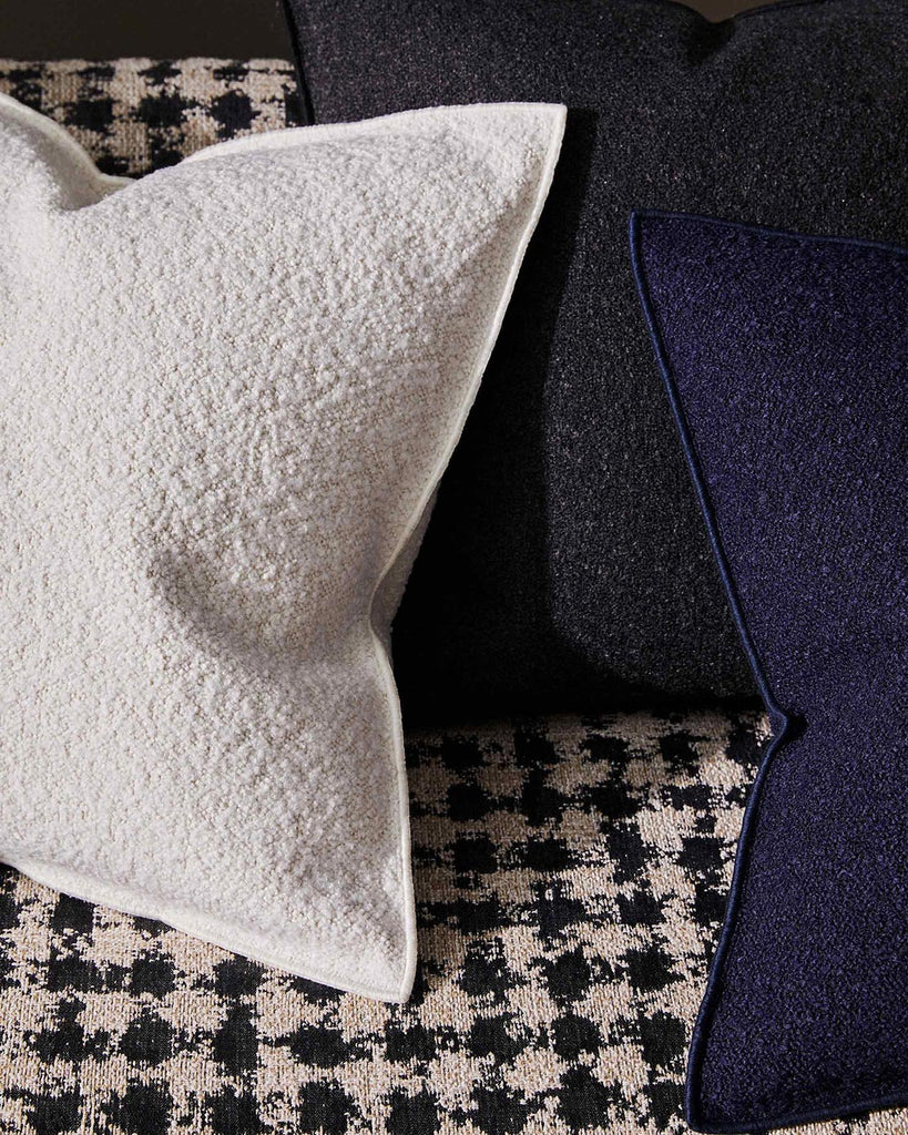 Boucle cushions in three colours by Weave Home NZ