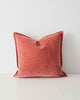A beautiful vintage velvet cushion in an on-trend rosewater/watermelon colour, by Weave Home NZ