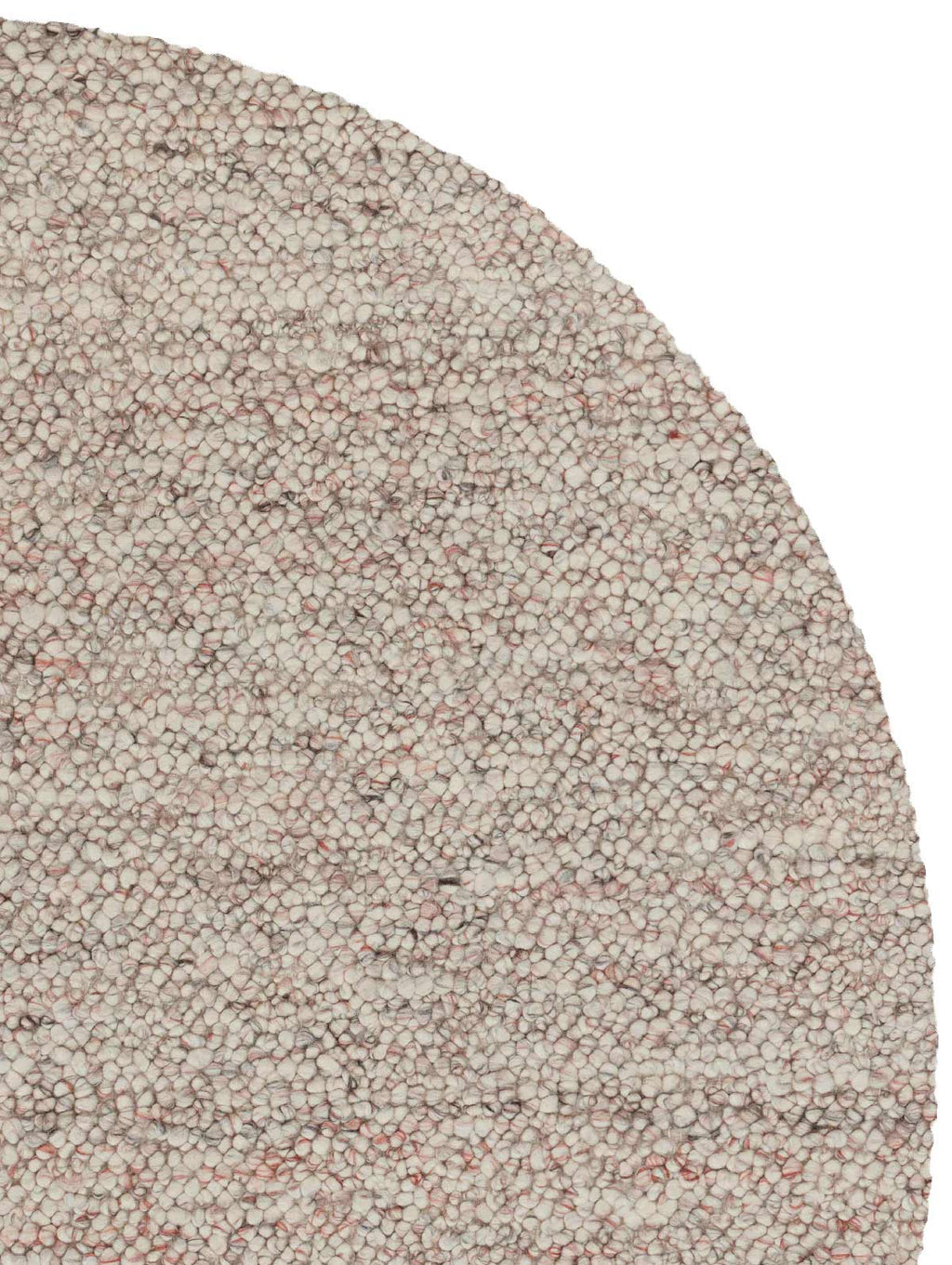 View from above of the round Tribe Home nz Pearle wool rug 