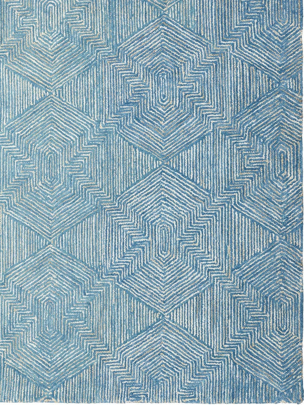 View from above of the Tribe Home nz blue patterned floor rug