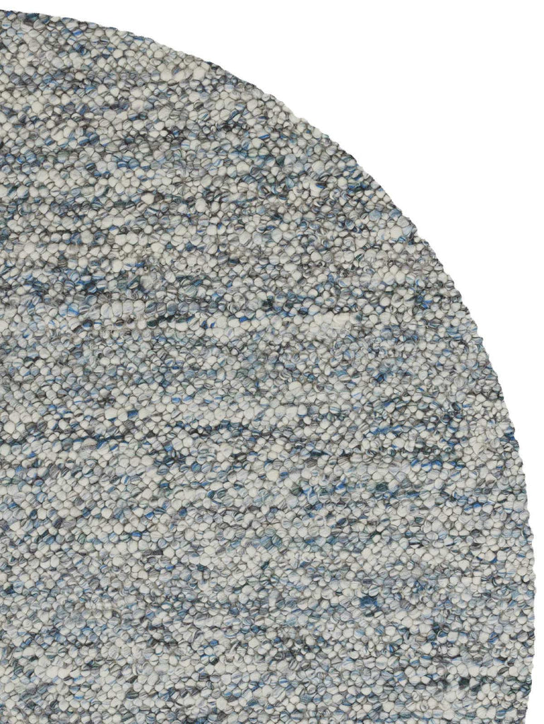 Detail of the Tribe Home NZ round Pearle rug in colour Blue Willow