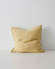 Limoncello Yellow Como Linen Cushion with panel detail, by Weave Home NZ. Size: 50cm x 50cm