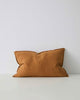 Spice Orange-Brown earthy Como Linen Cushion with panel detail, by Weave Home NZ. Size: 40cm x 60cm Lumbar