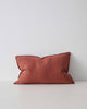 Sienna Red-Brown Rust Como Linen Cushion with panel detail, by Weave Home NZ. Size: 40cm x 60cm Lumbar